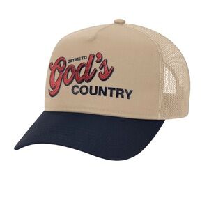 NWT Morgan Wallen Get me to gods country trucker hat - tan